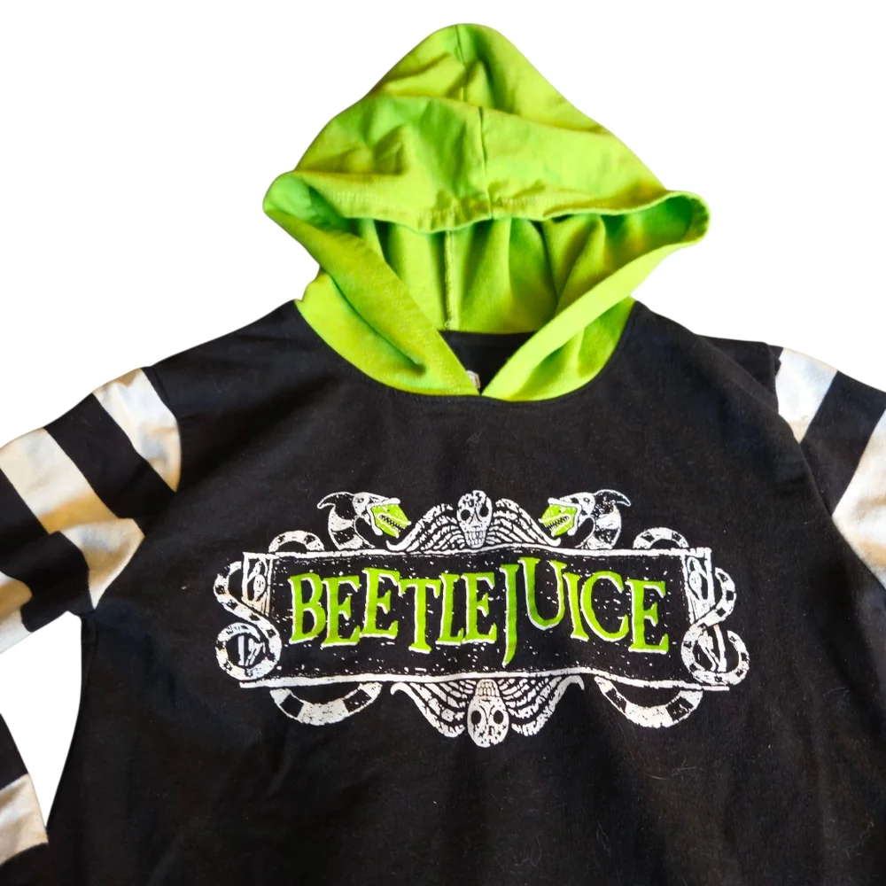 Beetlejuice Hooded Long Sleeve Sweater Dress Halloween Cosplay Fall Girls Med